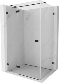 Mexen Lunar T, sklápací sprchový kút ľavý 125 x 120 cm, 8mm číre sklo, čierny profil, 834T-125-120-70-00-L
