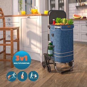 Nákupná taška na kolieskach do schodov COMFORT,50l,  modrá Monzana