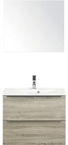 Kúpeľňový nábytkový set Pulse 70 cm s umývadlom a zrkadlom dub sivý