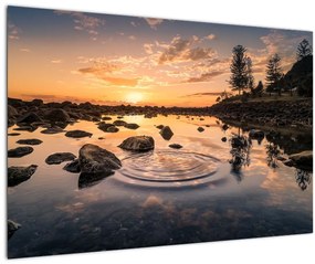 Obraz - Západ slnka pri jazere (90x60 cm)