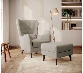 Kreslo Calimero I (sivobéžová + wenge). Akcia -20%. Vlastná spoľahlivá doprava až k Vám domov. 1099346
