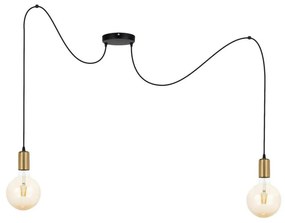 Luster na lanku MIROS 2xE27/60W/230V pavúk čierna/zlatá