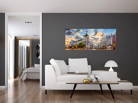 Obraz - Calle Gran Vía, Madrid, Španielsko (120x50 cm)