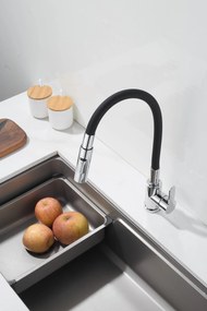 Gamma Flex 4000, stojanková drezová batéria s flexibilným ramenom, 2-funkčný výtok, čierna-chróm, GMA-BFX-4000CH