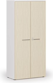 Kancelárska skriňa s dverami PRIMO WHITE, 800 x 420 x 1781 mm, biela/breza