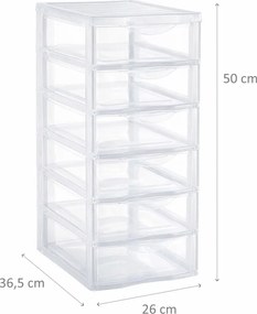 SUNDIS Úložný box so 6 zásuvkami, transparentný, ORGAMIX