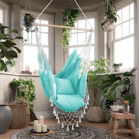 AmeliaHome Závesné hojdacie kreslo Tygo mätové, velikost 100x130