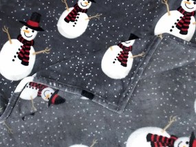 Svietiaca vianočná mikroplyšová deka SNOW BUDDY, sivá Rozmer: 150 x 200 cm