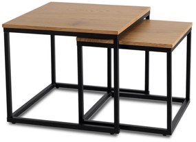 PROXIMA.store - Loftový set konferenčných stolíkov TEVET FARBA: čierny mramor, FARBA NÔH: čierna