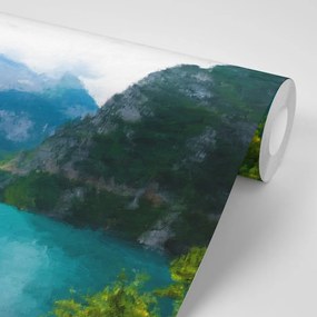 Samolepiaca tapeta maľované horské jazero - 150x100