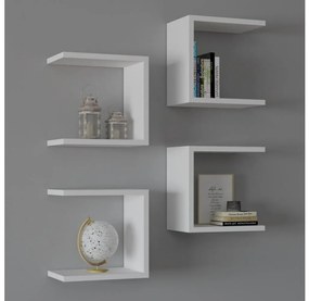 SADA 4x Nástenná polica BASE 30x30 cm biela