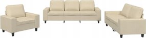 vidaXL 3-dielny sedací komplet, krémový, čalúnený látkou