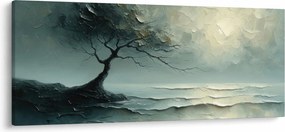 Obraz - Olejomaľba stromu s oceánom (120x50 cm)