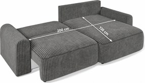 Rozkladacia obojstranná sedacia súprava do L NORDEN PAROS 250x140 cm, tmavosivá
