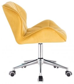 LuxuryForm DESIGN Stolička MILANO VELUR na striebornej podstave s kolieskami - žltá