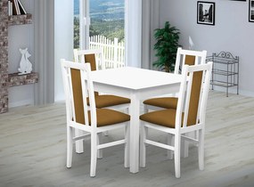 Nabytekmorava Jedálenský set Brooklyn pre 4 osoby, stôl 90x90 cm farba lamina: biela 113, čalúnenie vo farbe: SCALA svetle modrá 74