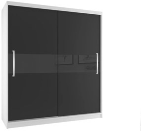 Šatníková skriňa 133 cm Belini biely mat / čierny mat s posunými dverami  SI SZP2/2/W/B/B/UU