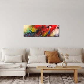Obraz červených papagájov ara (s hodinami) (90x30 cm)