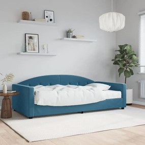Denná posteľ s matracom modrá 100x200 cm zamat 3197283