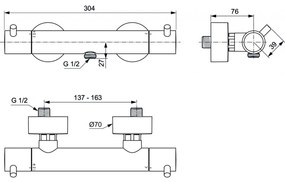 Ideal Standard CeraTherm T125 - Sprchová termostatická batéria nástenná, magnetovo šedá A7587A5