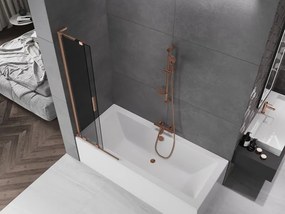Mexen Velar L, 2-krídlová posuvná vaňová zástena 70 x 150 cm, 8mm šedé sklo, medená matná, 896-070-003-41-65