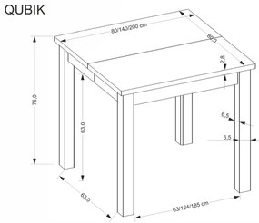 Rozkládací jídelní stůl Qubik 80/200 cm dub artisan/černý