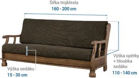 Super strečové poťahy NIAGARA tabaková trojkreslo s drevenými rúčkami (š. 160 - 200 cm)