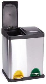 Oceľový odpadkový kôš 2x8 l na triedený odpad/nášľapný v matne striebornej farbe Tri Selectif – MSV