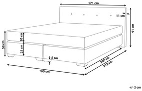 Kontinentálna posteľ CONSUL svetlosivá 160x200cm Beliani