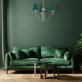 Luster Victoria, 3x zelené textilné tienidlo, g
