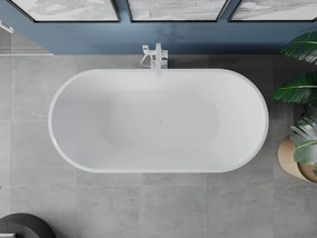 Mexen Luna, voľne stojaca vaňa 160 x 75 cm, biela-čierna, biely prepad, 52031607575-20