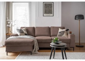 Hnedá menčestrová rozkladacia rohová pohovka (ľavý roh) Lofty Lilly – Miuform