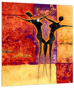 Abstraktný obraz dvoch tanečníkov (30x30 cm)