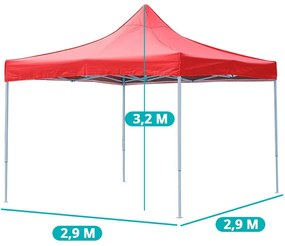 Záhradný pavilón-červený altánok-2,9x2,9 m
