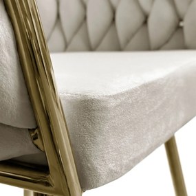 DIZAJNOVÁ STOLIČKA SHELLY BEŽOVÝ ZAMAT + ZLATÁ