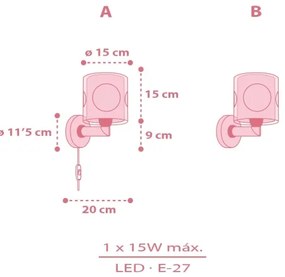 Dalber 60919 - Detská nástenná lampa PRINCESS DANCE 1xE27/15W/230V ružová