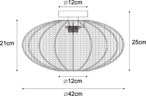 Japandi stropné svietidlo hnedé s látkovým tienidlom - Bida