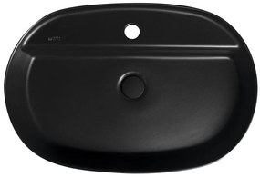 Isvea Isvea, INFINITY OVAL keramické umývadlo na dosku, 60x40cm, čierna matná, 10NF65060-2N