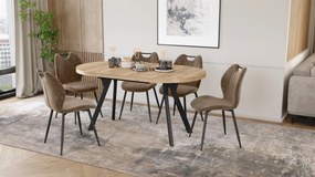 Mazzoni EXPANSO Dub Artisan / čierne nohy - OVÁLNY ROZKLADACÍ STÔL 160-360 cm PRE 16-18 OSÔB