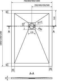 Mexen Stone+ Obdĺžniková kompozitná sprchová vanička 120 x 100 cm, biela - 44101012