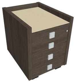 Mobilný kontajner Verno 47 x 60 cm so sklom, 4 zásuvky, dub antracit / vanilka