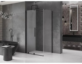 Mexen Velar, sprchový kút s posuvnými dverami 130 x 90 cm, 8mm sklo námraza, čierna matná, 871-130-090-31-70