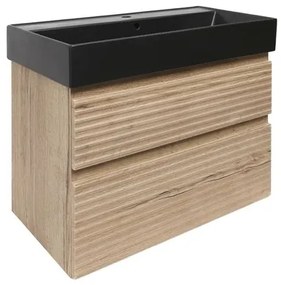 Kúpeľňová skrinka 2 zásuvky s umývadlom Naturel Savona 78x53x44,8 cm dub Halifax mat SAVONA280DHSATC