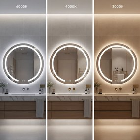 Rea Zrkadlo Modern ⌀80 cm s vyhrievaním a regulovateľným LED osvetlením HOM-00906