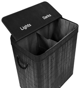 Kôš na bielizeň 100 l bambusový čierny