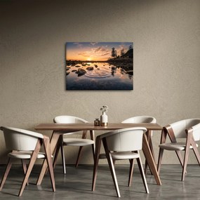 Obraz - Západ slnka pri jazere (70x50 cm)