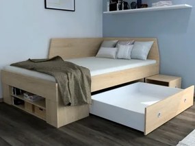 Úložná posteľ so zástenou Junior 120x200 cm, dub sonoma%