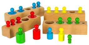 KIK Drevené Montessori valcové závažia – farebné vzdelávacie puzzle