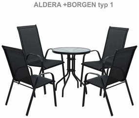 Jedálenský stôl, čierna oceľ/tvrdené sklo, BORGEN TYP 2