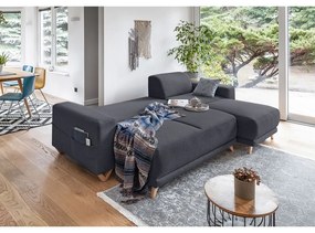 Antracitová rozkladacia/s úložným priestorom rohová pohovka Classy Sophie – Miuform